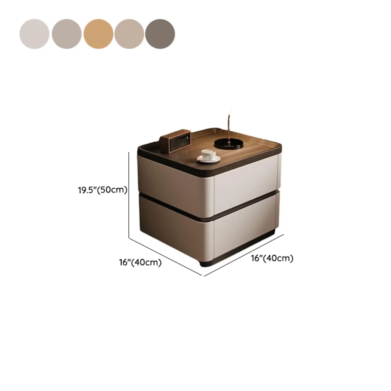 Wooden Overbed 2 Drawers Nightstand with Grooved Top Image - 17 | homeyfad