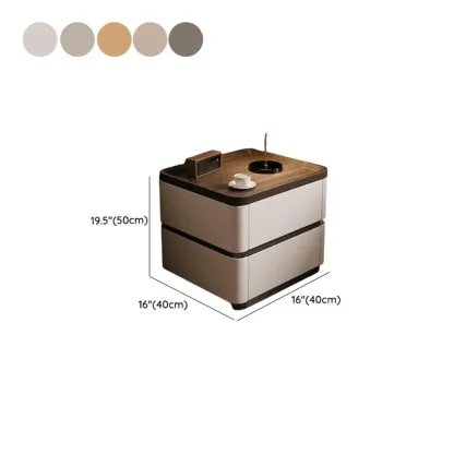 Wooden Overbed 2 Drawers Nightstand with Grooved Top Image - 17