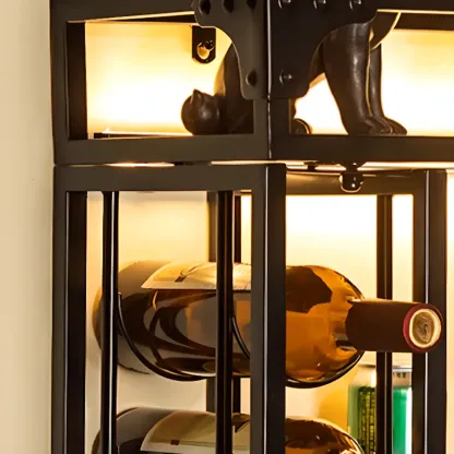 Steel Wall-Secured Wine Bottle & Glass Rack with Shelf Image - 7
