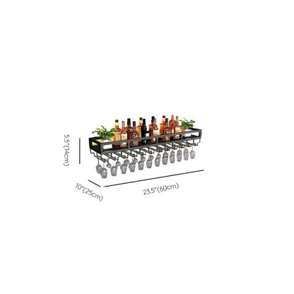 Steel Wall-Secured Wine Bottle & Glass Rack with Shelf #size