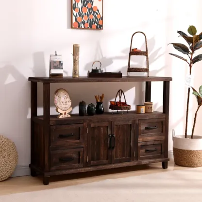 Rustic Storage Wooden Sideboard with Multi Drawers Image - 3
