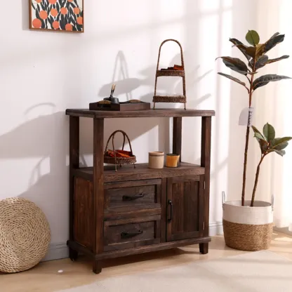 Rustic Storage Wooden Sideboard with Multi Drawers Image - 9