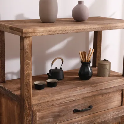 Rustic Storage Wooden Sideboard with Multi Drawers Image - 14