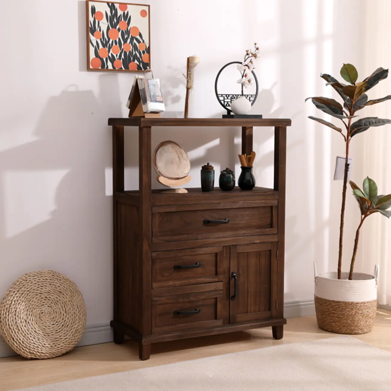 Rustic Storage Wooden Sideboard with Multi Drawers Image - 15 | homeyfad