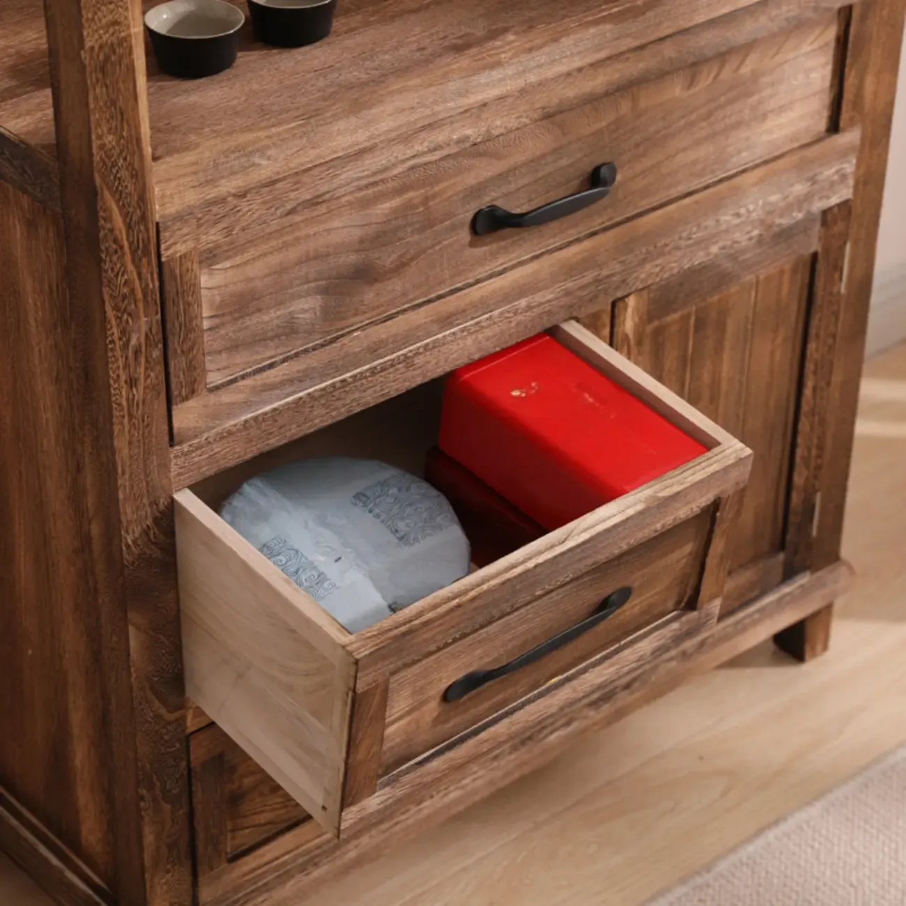 Rustic Storage Wooden Sideboard with Multi Drawers Image - 16