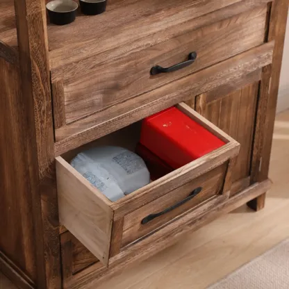 Rustic Storage Wooden Sideboard with Multi Drawers Image - 16
