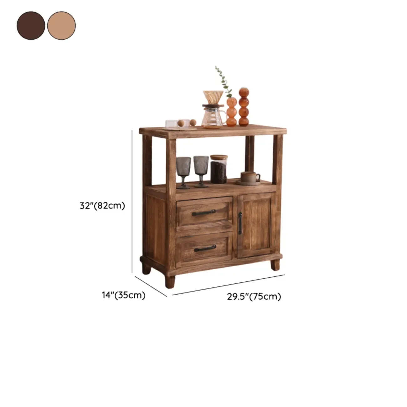 Rustic Storage Wooden Sideboard with Multi Drawers Image - 19