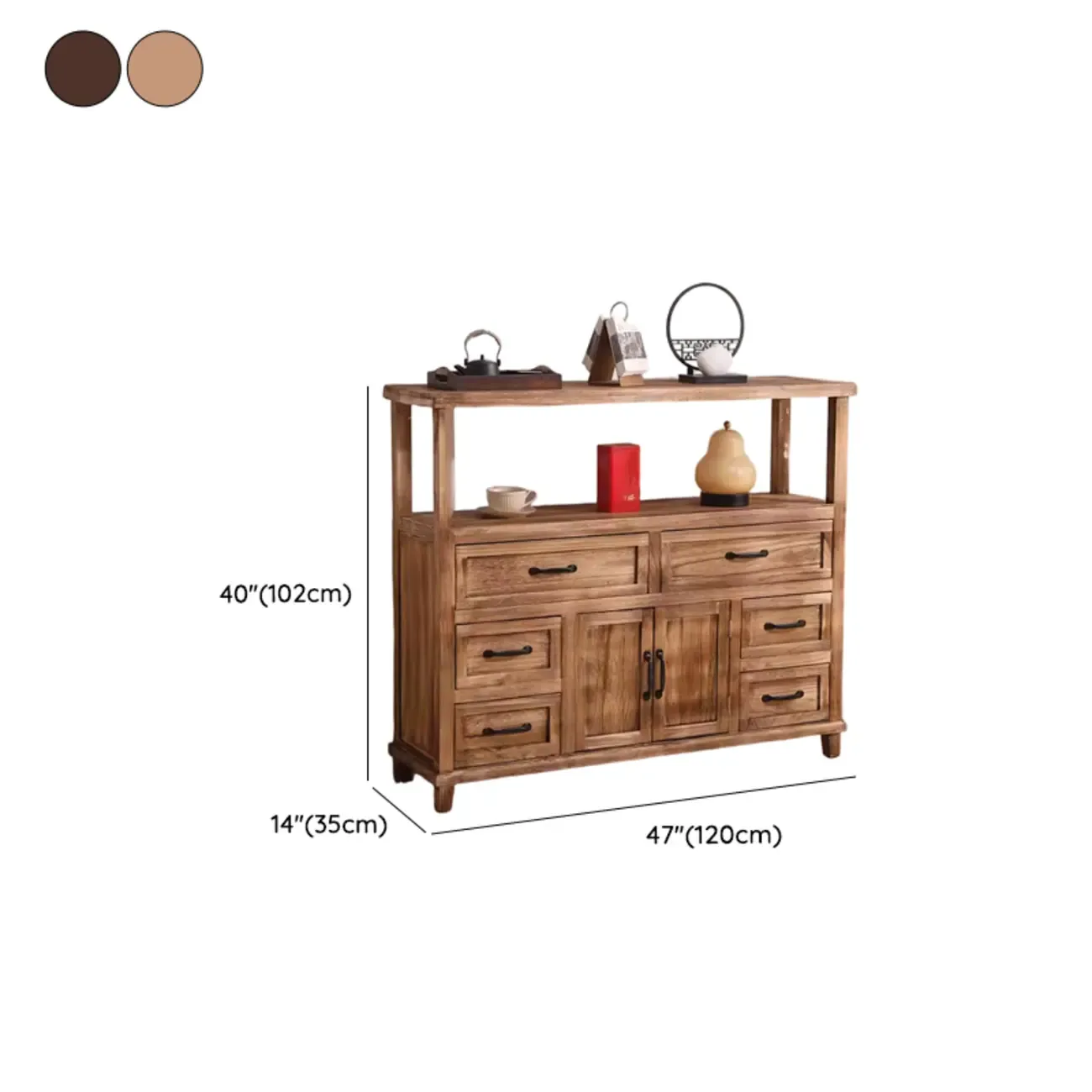 Rustic Storage Wooden Sideboard with Multi Drawers Image - 20