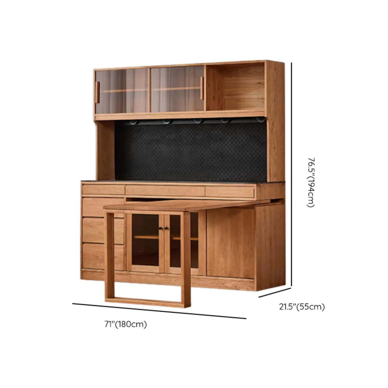 Space-Saving Wood Buffet Cabinet Pull-Out Dining Table #size | homeyfad