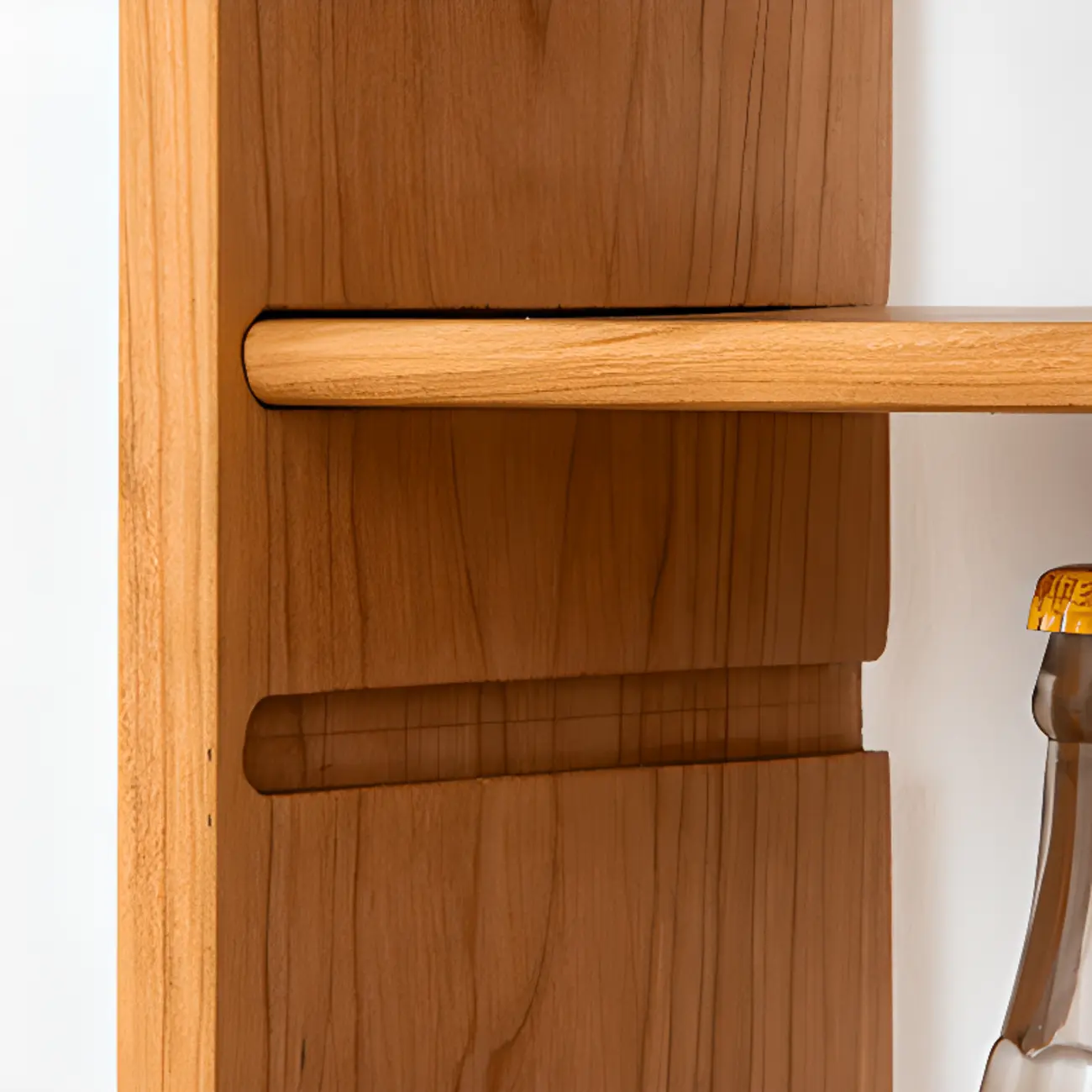 Natural Finish Wooden 2 Shelves Wall-Mounted Display Cabinet Image - 5 | homeyfad