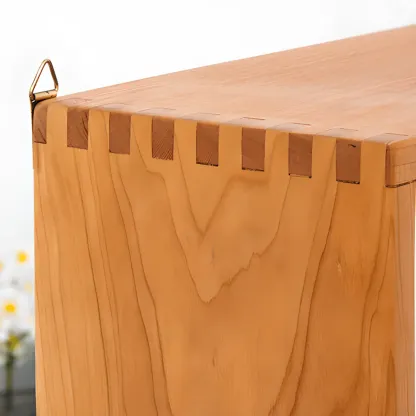 Natural Finish Wooden 2 Shelves Wall-Mounted Display Cabinet Image - 7