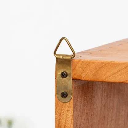 Natural Finish Wooden 2 Shelves Wall-Mounted Display Cabinet Image - 8