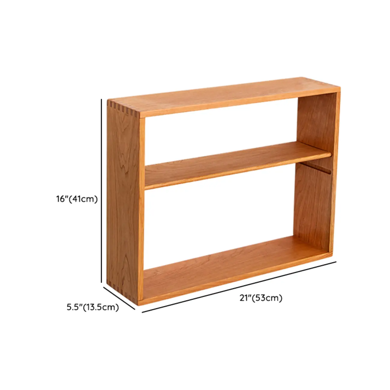 Natural Finish Wooden 2 Shelves Wall-Mounted Display Cabinet Image - 11 | homeyfad