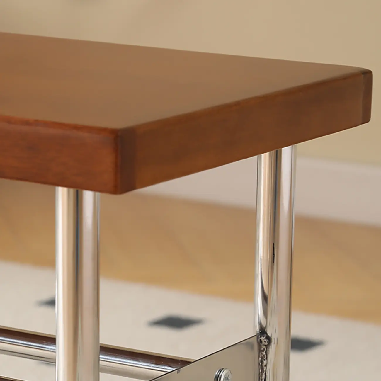 Retro Charming Rattan Metal Living Room Bench with Storage Image - 16 | homeyfad