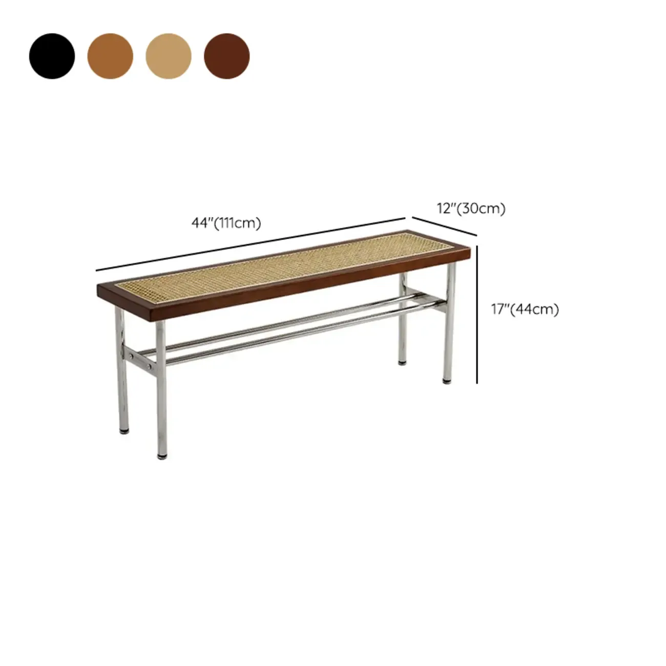 Retro Charming Rattan Metal Living Room Bench with Storage #size