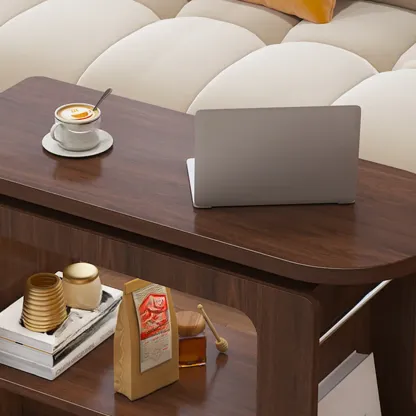 Versatile Modern Brown Half-circle Wheeled Side Table Image - 8