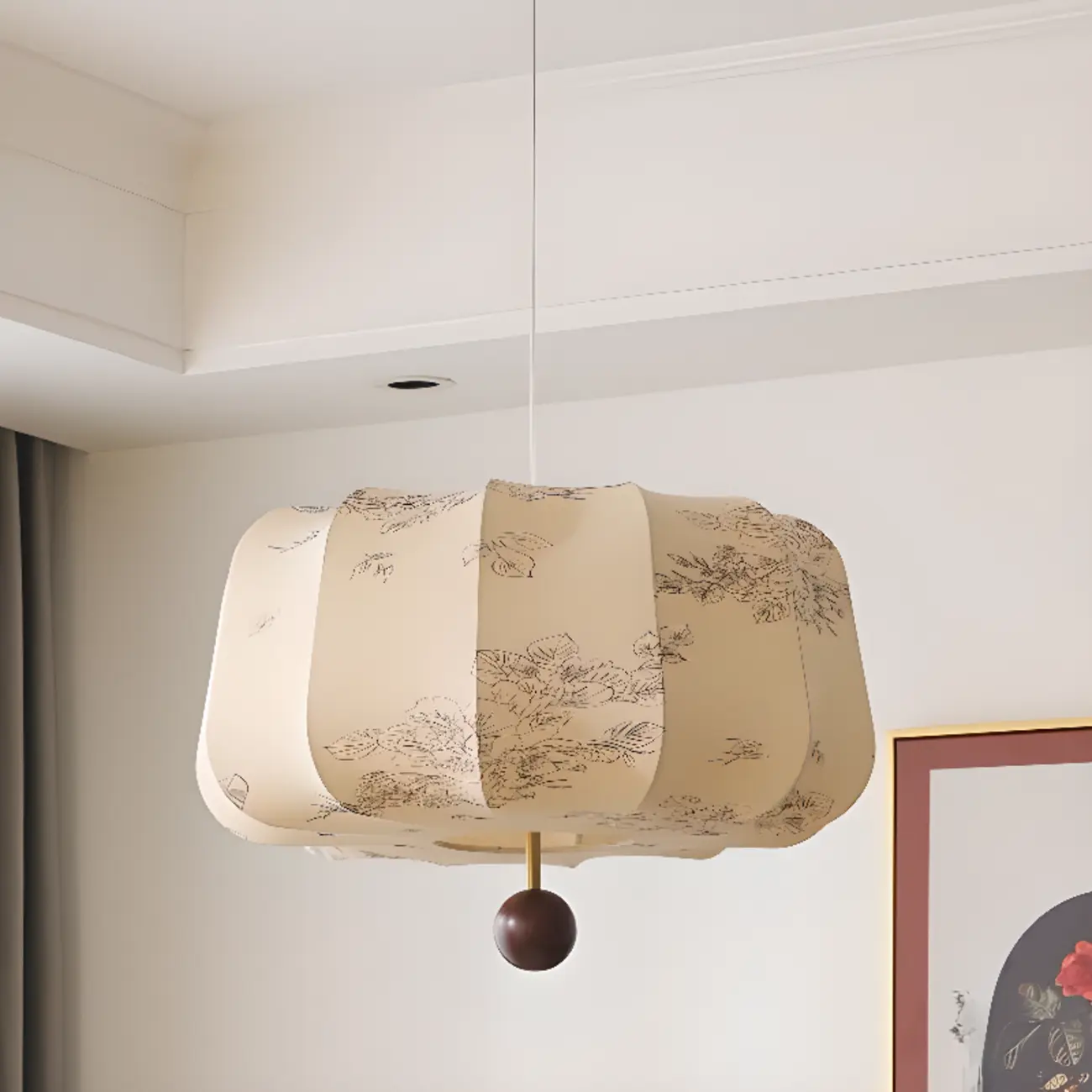 Modern Elegant Off-white Fabric Pendant Chandelier Light   Image - 2 | homeyfad