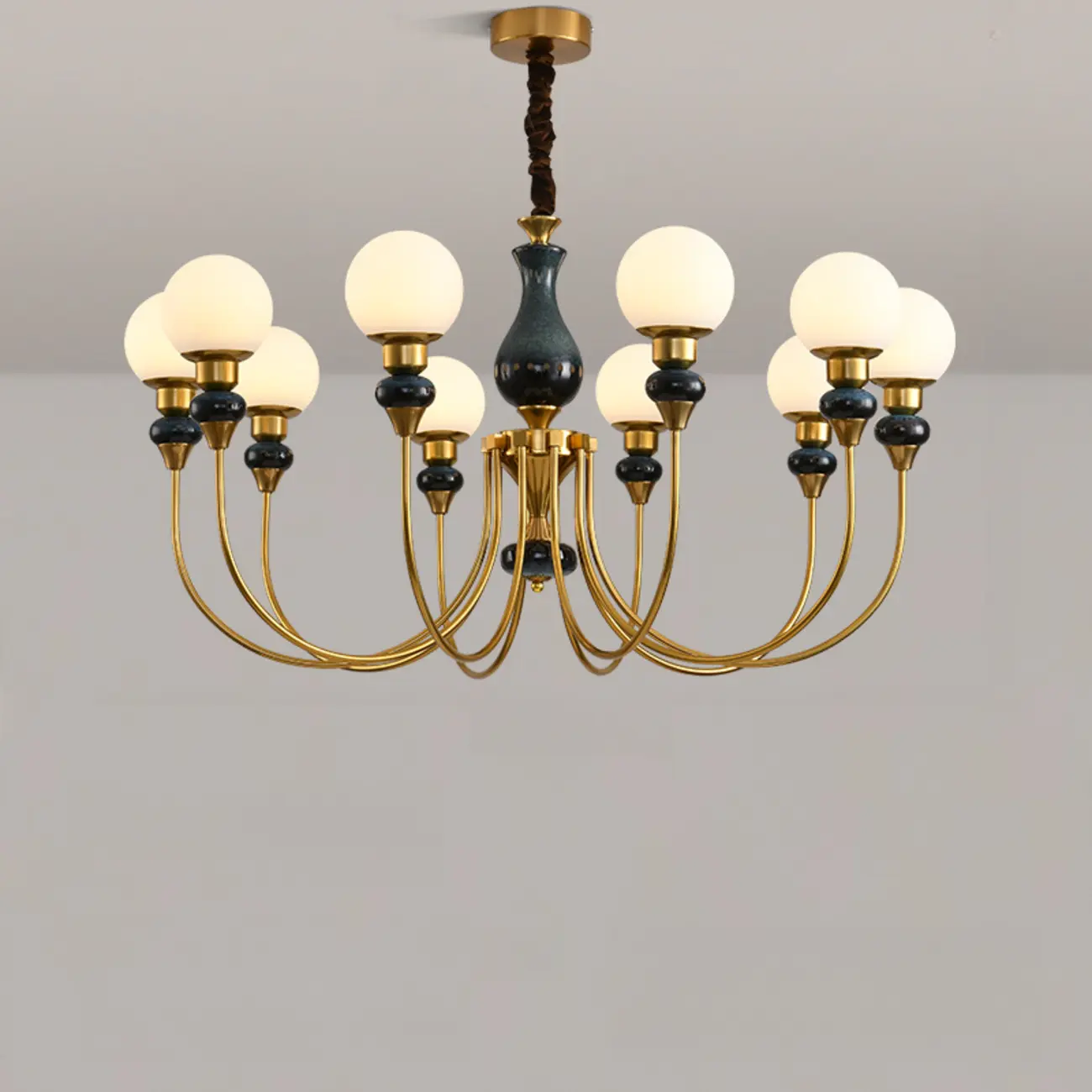  8 Lights Modern Glass Globe Chandelier Dimmable and Remote Image - 5 | homeyfad