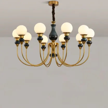  8 Lights Modern Glass Globe Chandelier Dimmable and Remote Image - 5