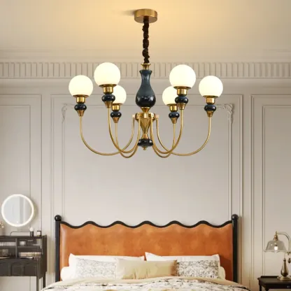  8 Lights Modern Glass Globe Chandelier Dimmable and Remote Image - 3