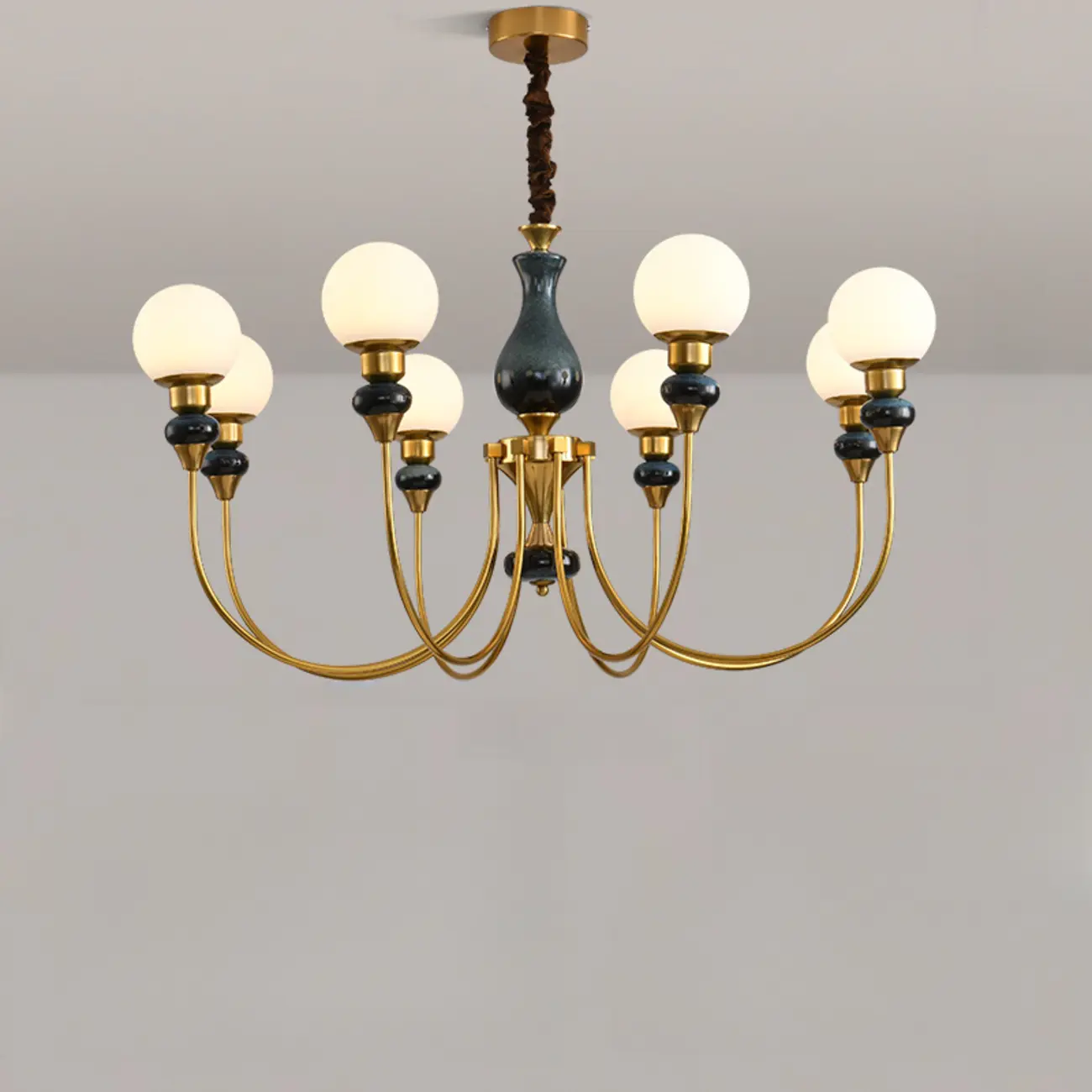  8 Lights Modern Glass Globe Chandelier Dimmable and Remote Image - 2 | homeyfad