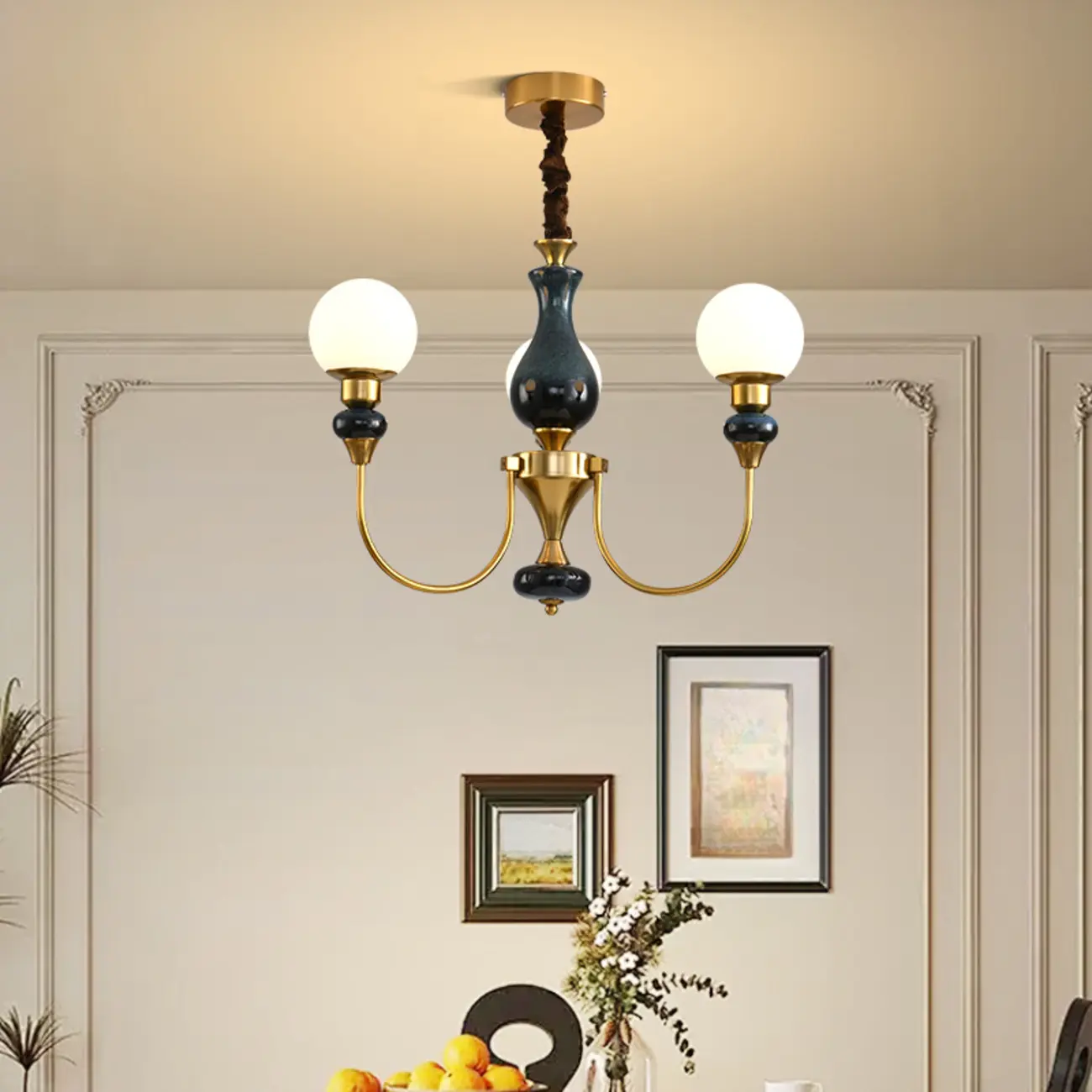  8 Lights Modern Glass Globe Chandelier Dimmable and Remote Image - 6 | homeyfad