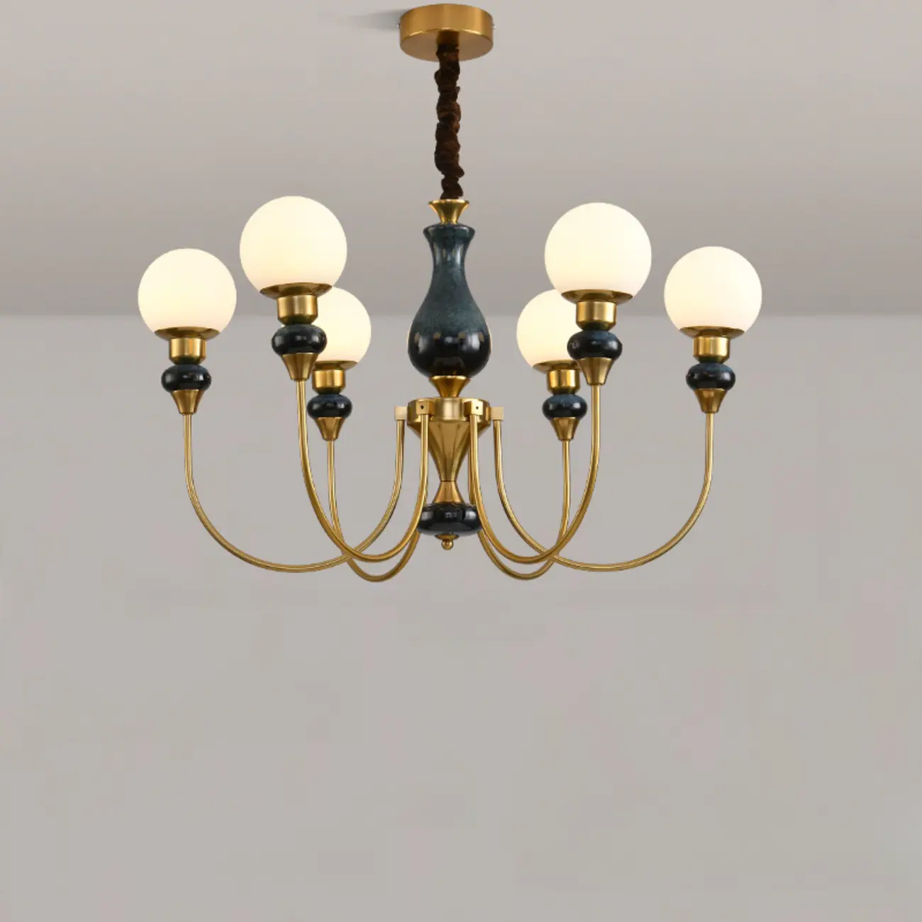  8 Lights Modern Glass Globe Chandelier Dimmable and Remote Image - 7 | homeyfad