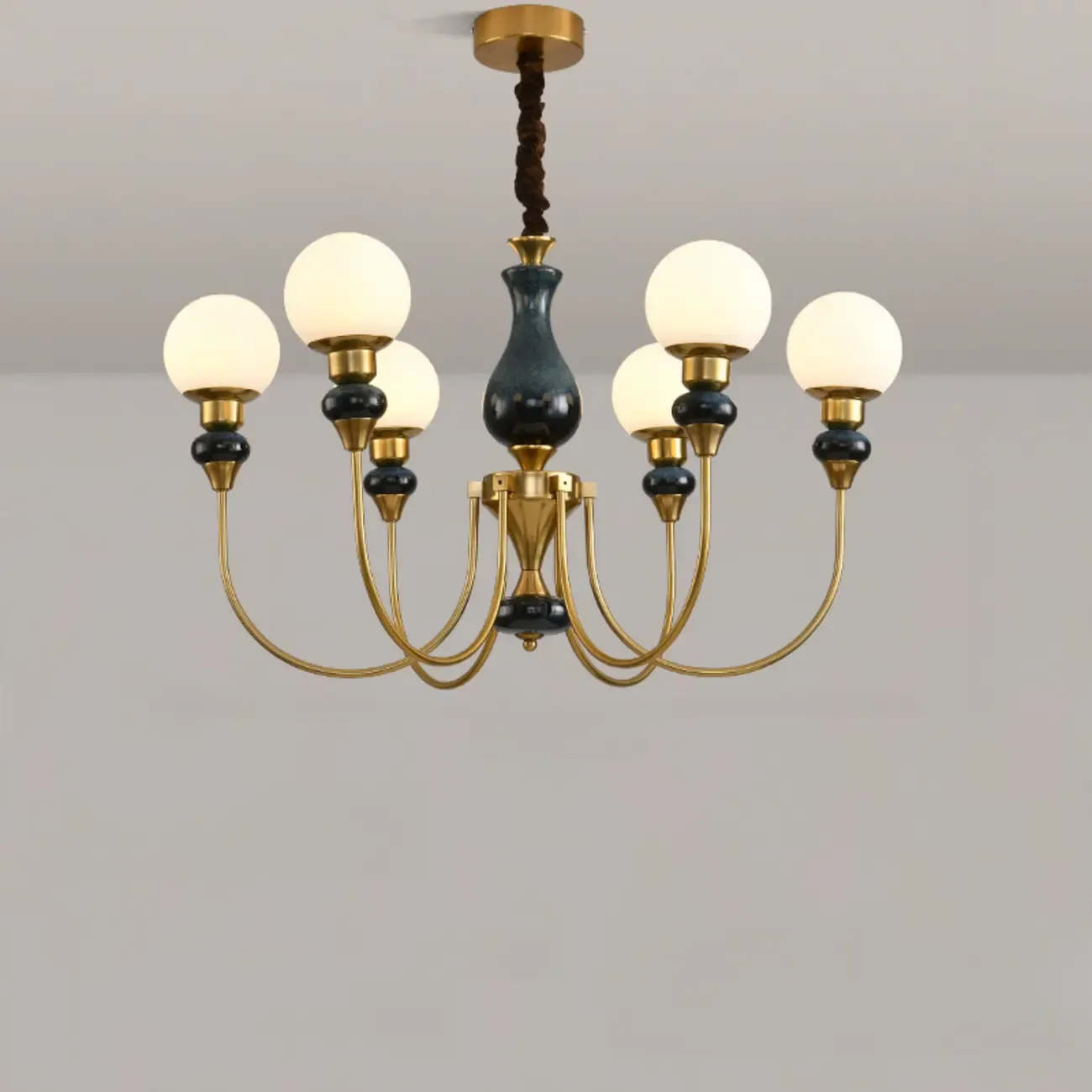  8 Lights Modern Glass Globe Chandelier Dimmable and Remote Image - 7