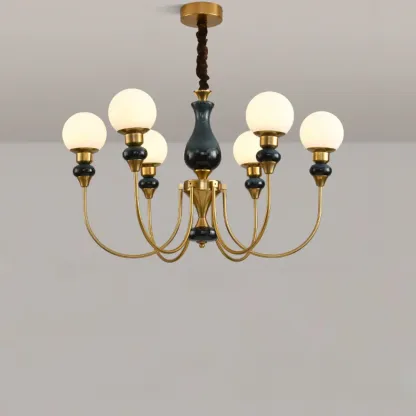  8 Lights Modern Glass Globe Chandelier Dimmable and Remote Image - 7