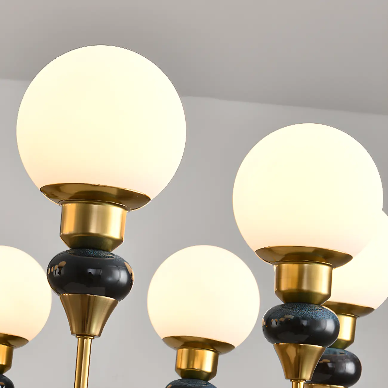  8 Lights Modern Glass Globe Chandelier Dimmable and Remote Image - 8 | homeyfad