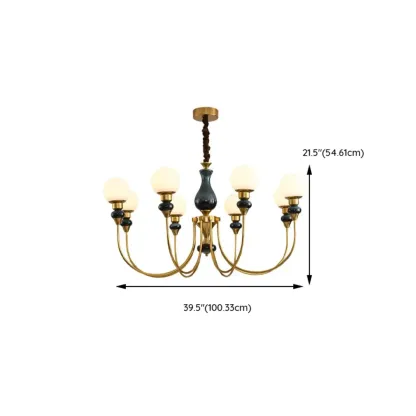  8 Lights Modern Glass Globe Chandelier Dimmable and Remote Image - 14