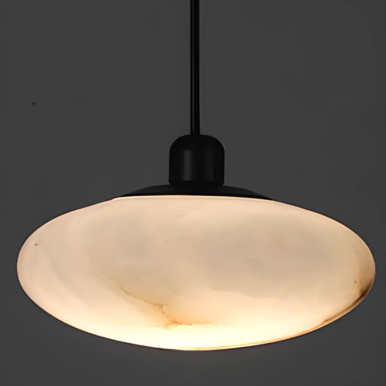 Adjustable Stone White Round Downrods Pendant Light Image - 5