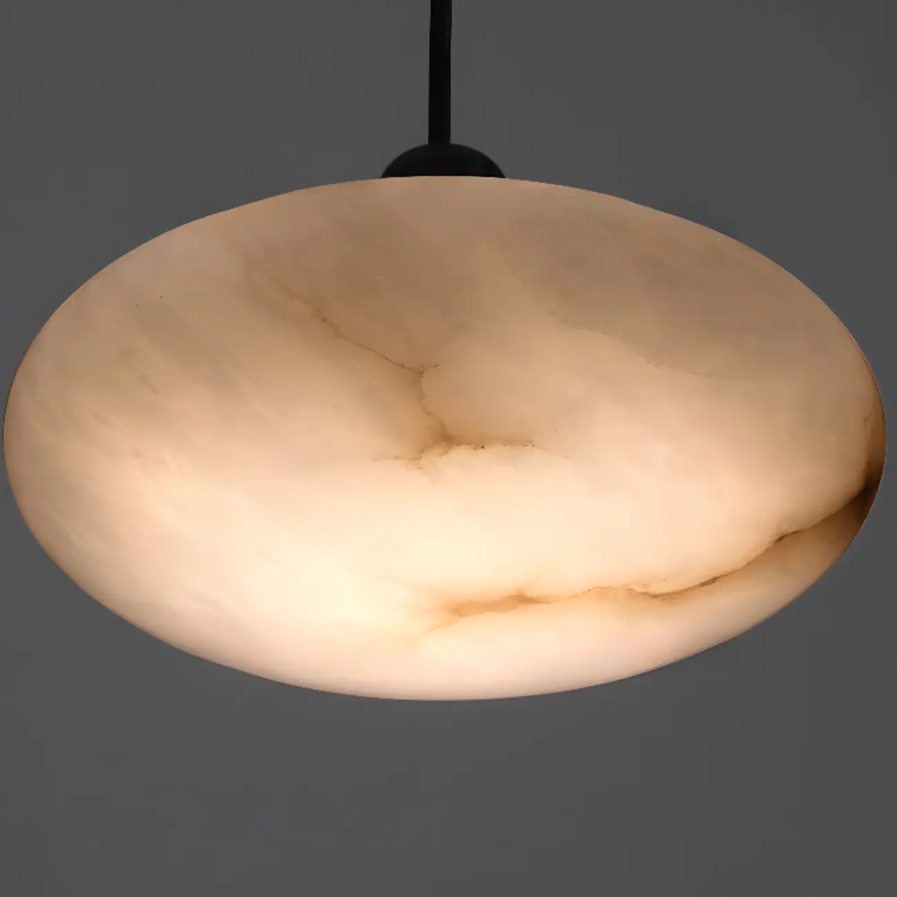 Adjustable Stone White Round Downrods Pendant Light Image - 6 | homeyfad