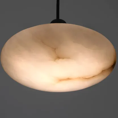 Adjustable Stone White Round Downrods Pendant Light Image - 6