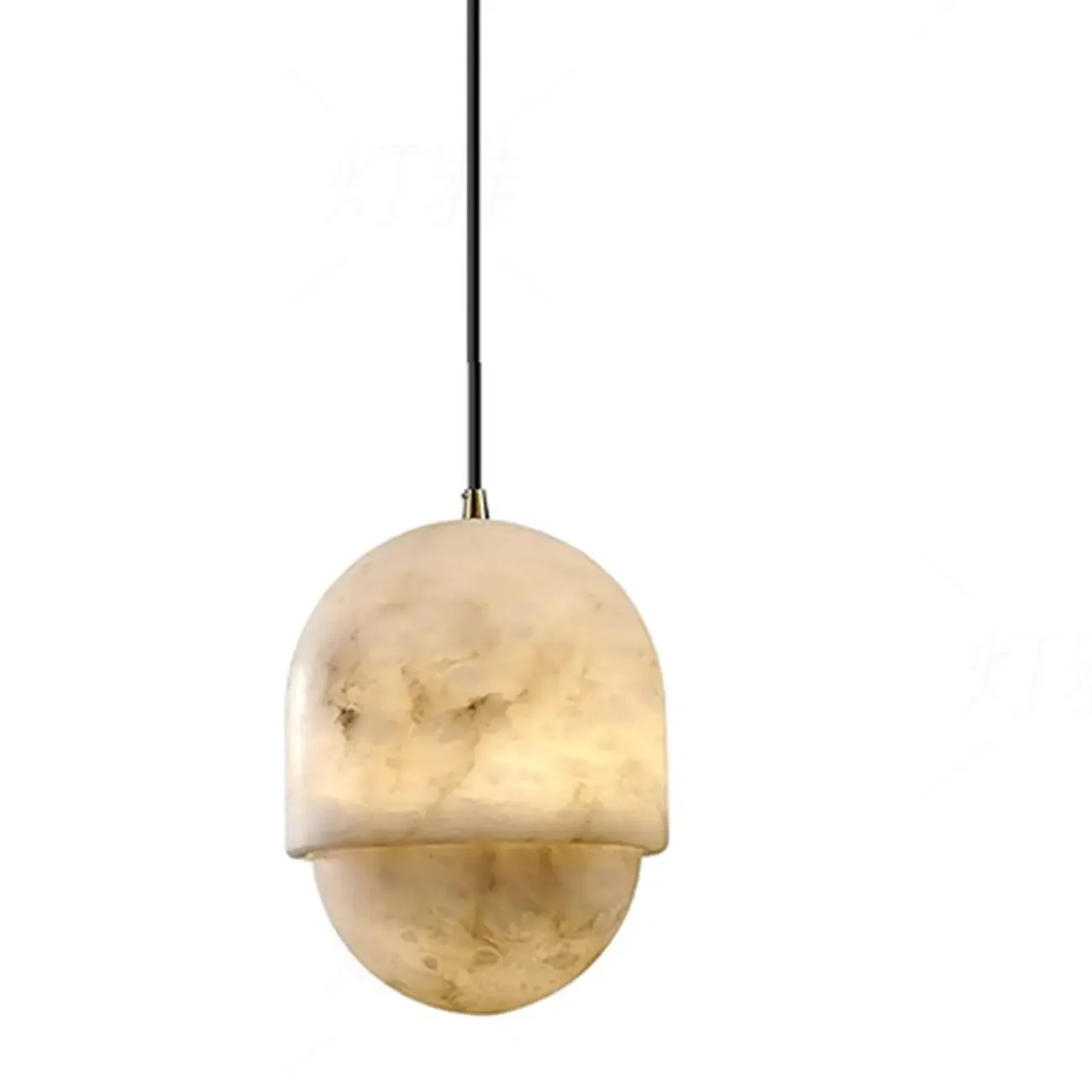 1-Light White Stone Geometric Hanging Pendant Light Image - 6
