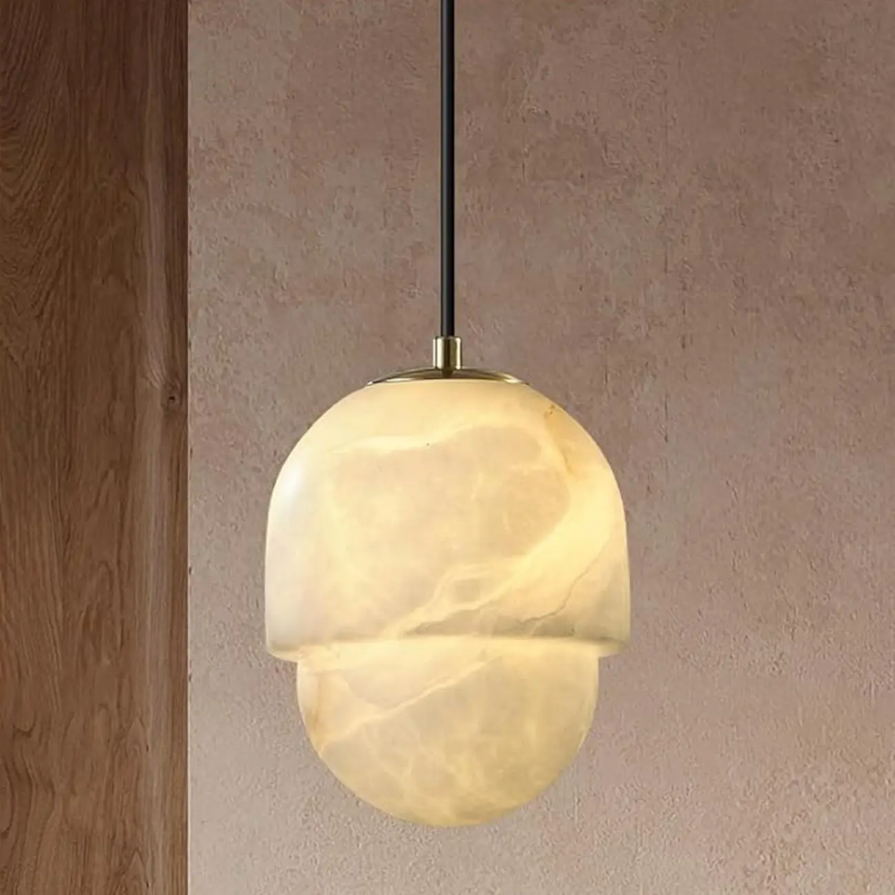 1-Light White Stone Geometric Hanging Pendant Light Image - 5 | homeyfad