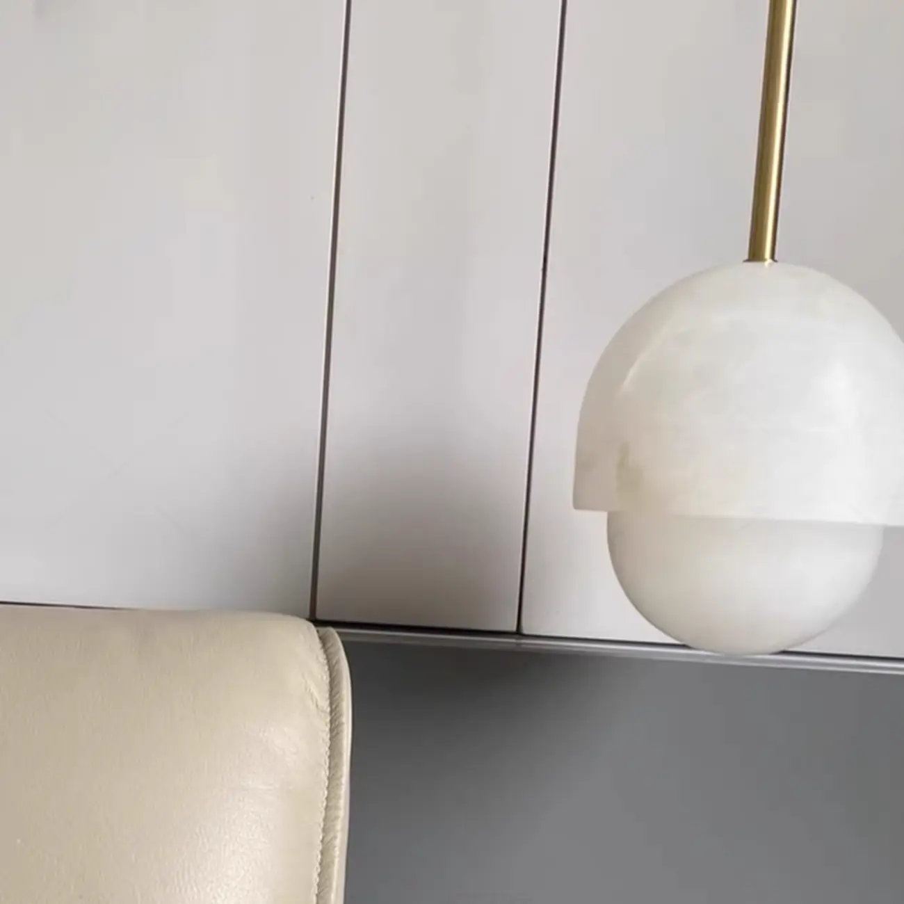 1-Light White Stone Geometric Hanging Pendant Light Image - 8 | homeyfad