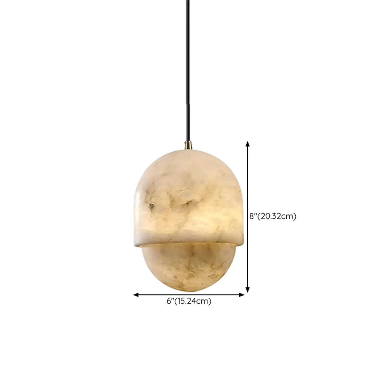 1-Light White Stone Geometric Hanging Pendant Light #size