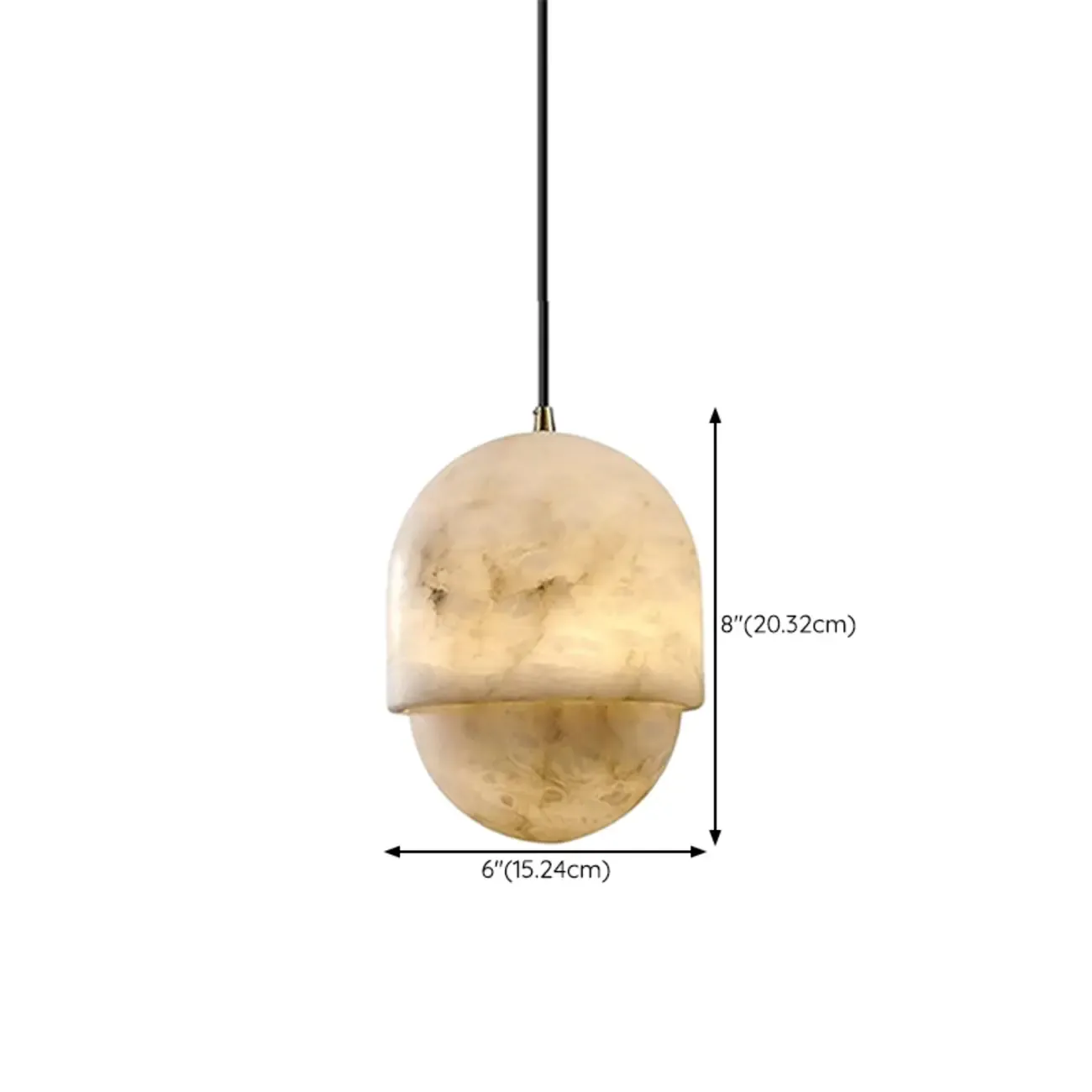 1-Light White Stone Geometric Hanging Pendant Light #size