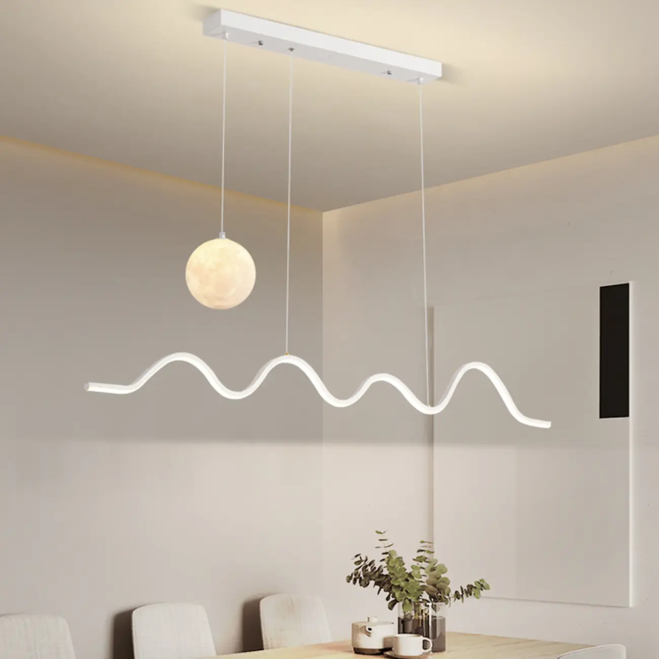 Art Decor Modern 2-Light Wave Pendant Light Multi Diming Image - 5 | homeyfad