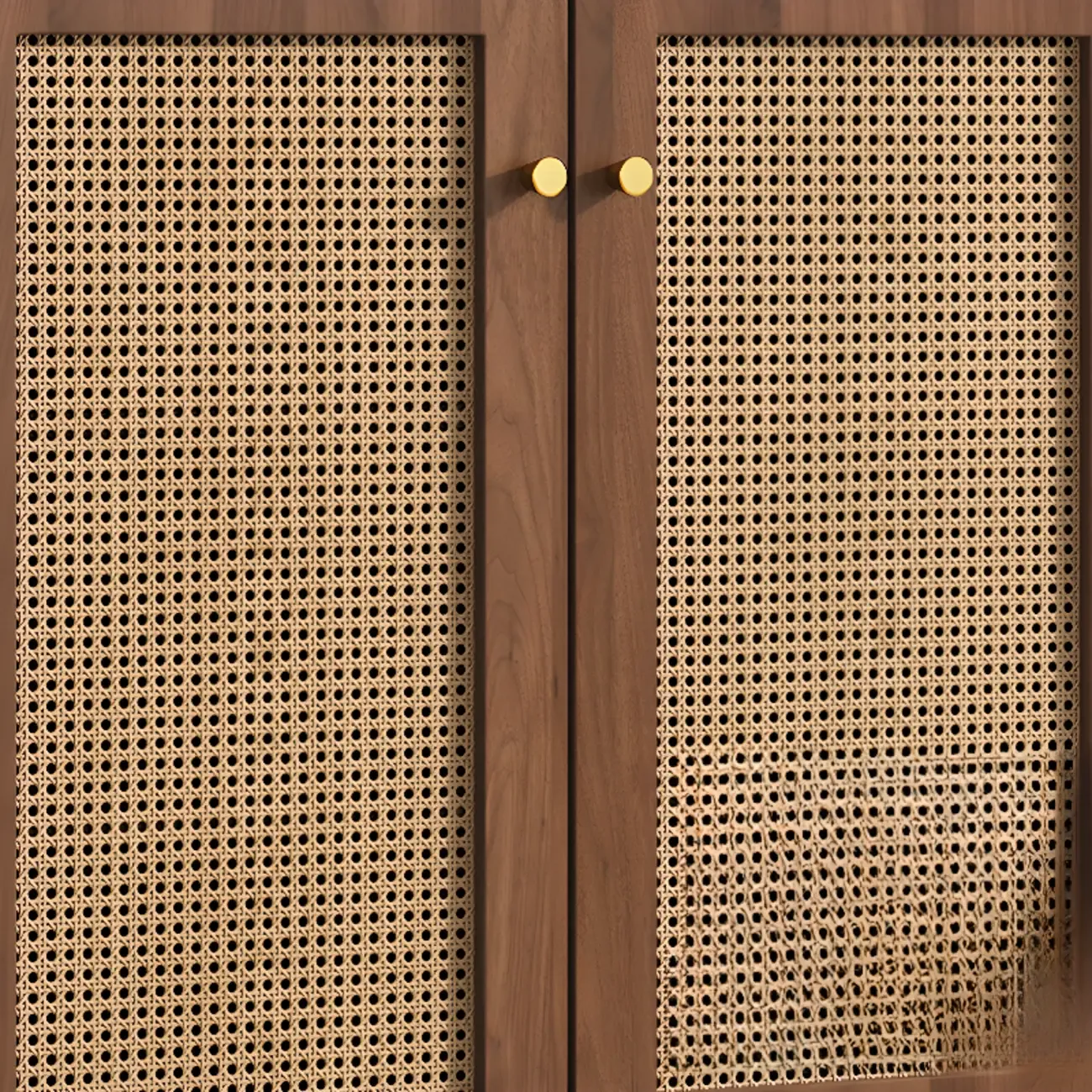 Minimalist Adjustable Shelves Rattan Sideboard with Drawers Image - 7