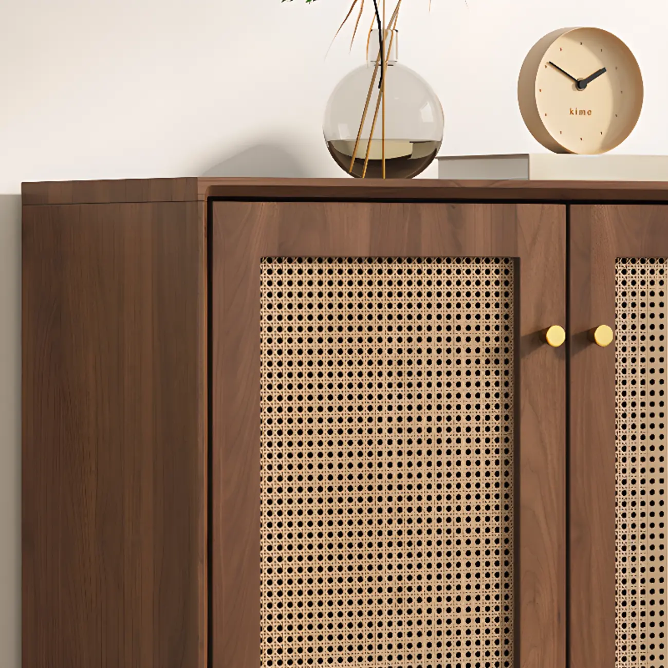 Minimalist Adjustable Shelves Rattan Sideboard with Drawers Image - 8 | homeyfad