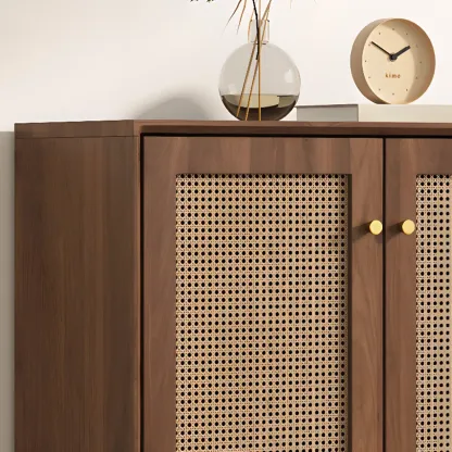 Minimalist Adjustable Shelves Rattan Sideboard with Drawers Image - 8