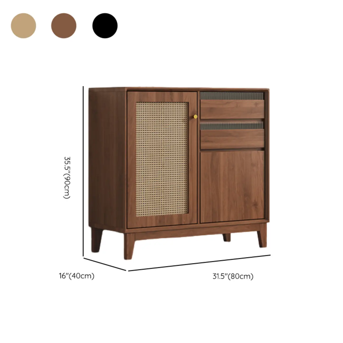 Minimalist Adjustable Shelves Rattan Sideboard with Drawers #size