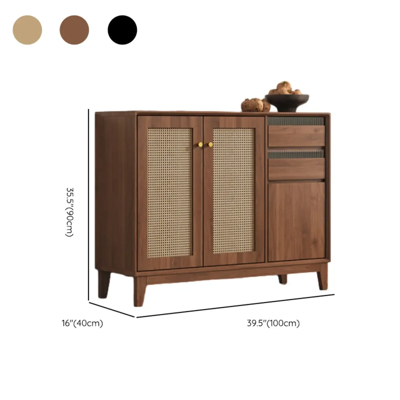 Minimalist Adjustable Shelves Rattan Sideboard with Drawers Image - 19