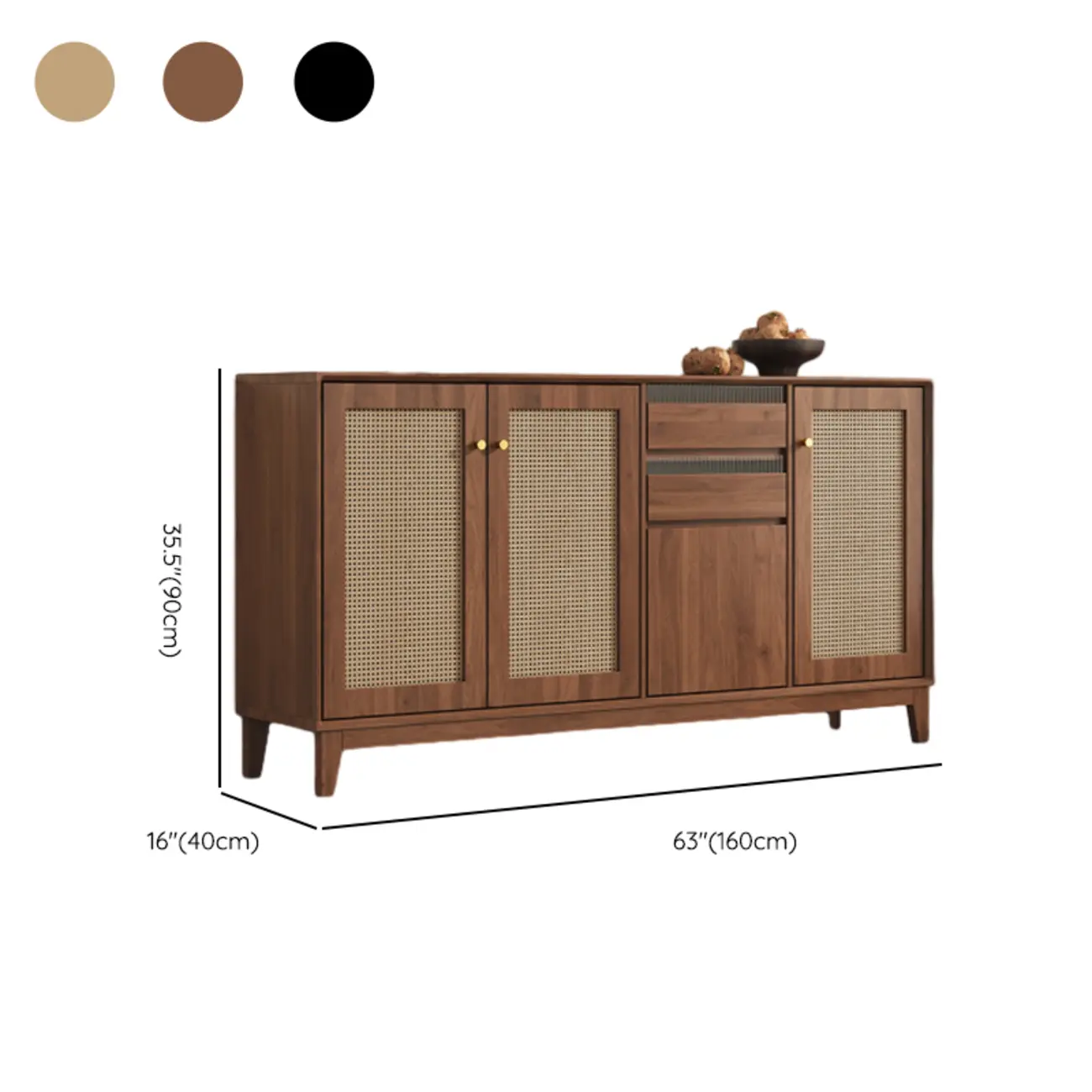 Minimalist Adjustable Shelves Rattan Sideboard with Drawers Image - 22 | homeyfad
