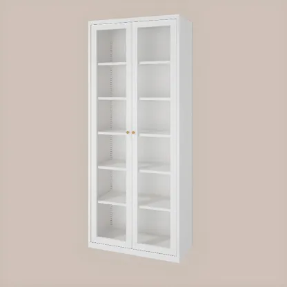 Minimalist Adjustable Wooden Glass Door Curio Cabinet Image - 4