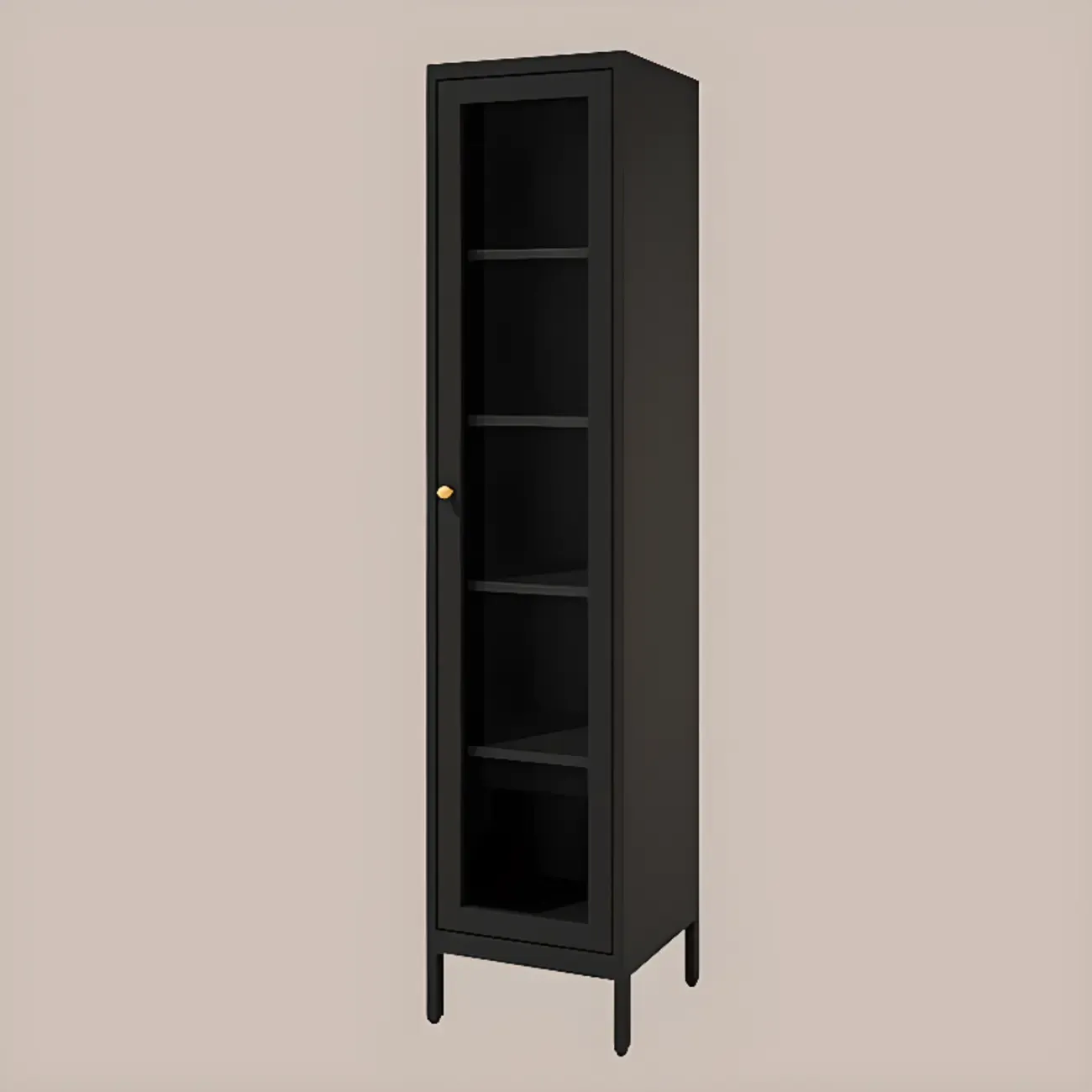 Minimalist Adjustable Wooden Glass Door Curio Cabinet Image - 5
