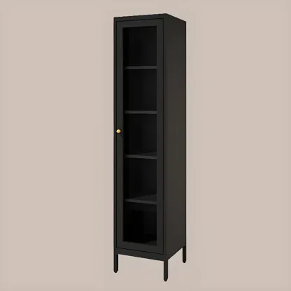 Minimalist Adjustable Wooden Glass Door Curio Cabinet Image - 5