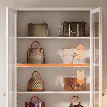 Minimalist Adjustable Wooden Glass Door Curio Cabinet Image - 6